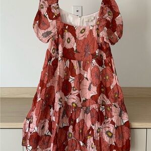 LOFT Dress with Red Floral Pattern